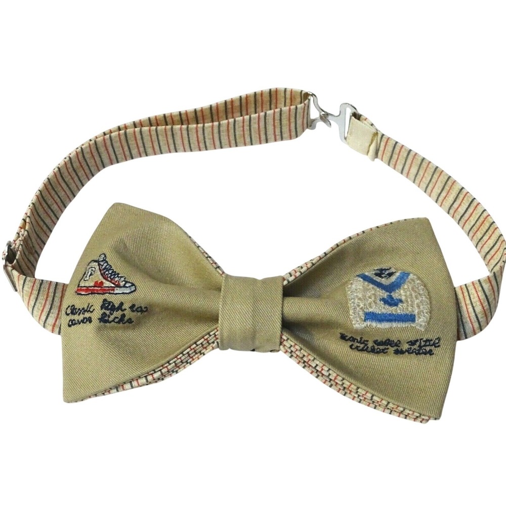 Polo Ralph Lauren Khaki Bow Tie Embroidered Sneaker Cricket Sweater Preppy Tan